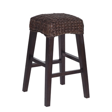 Maui Rustic Bohemian Hyacinth/Wood Backless Counter Stool